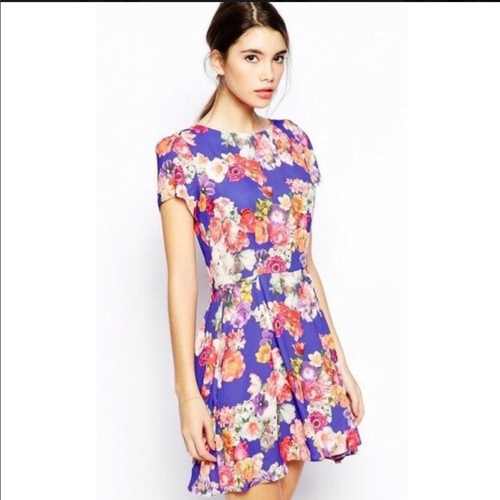 Love Floral printed skater dress